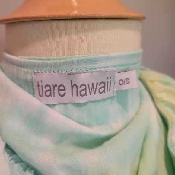 Tiare Hawaii Aqua & Green Tie Dye Strapless High-Low Ruffle Dress OS - Picture 7 of 9